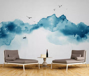 3D Blue Watercolor Boat Bird Wall Mural Wallpaper 1891- Jess Art Decoration