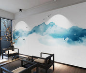 3D Blue Watercolor Boat Bird Wall Mural Wallpaper 1891- Jess Art Decoration