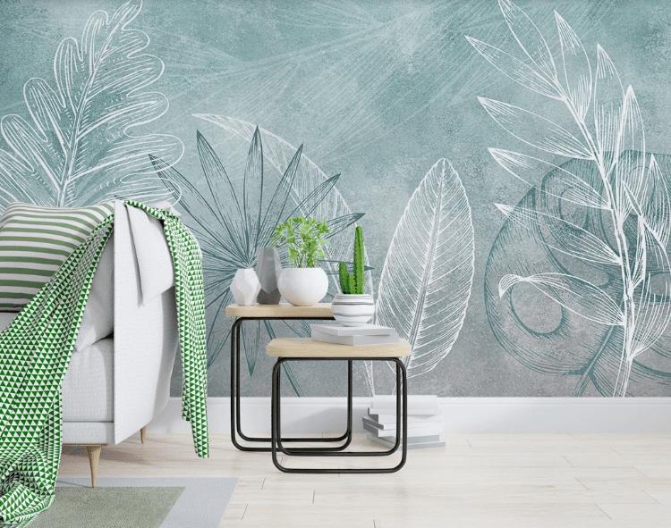 3D Blue Leaves Wall Mural Wallpaper 25- Jess Art Decoration