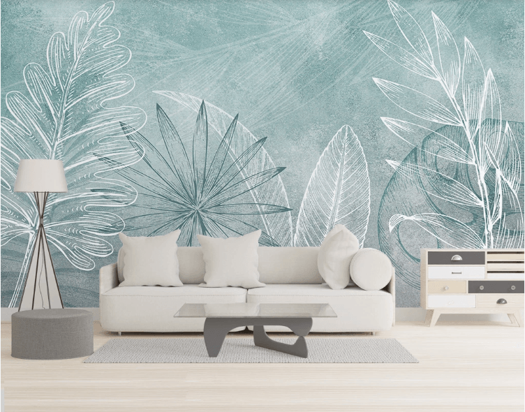 3D Blue Leaves Wall Mural Wallpaper 25- Jess Art Decoration