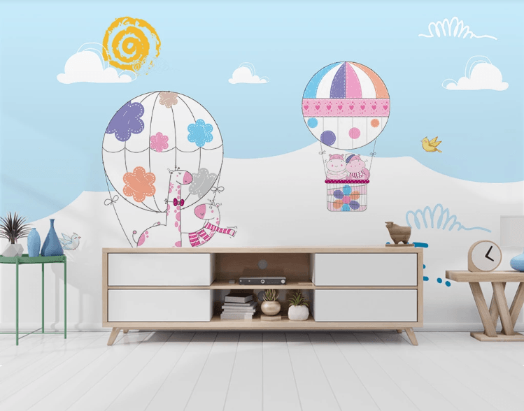 3D Cartoon Hot Air Balloon Wall Mural Wallpaper 58- Jess Art Decoration