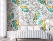3D Tropical Leaves Wall Mural Wallpaper C171- Jess Art Decoration