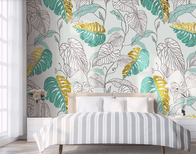 3D Tropical Leaves Wall Mural Wallpaper C171- Jess Art Decoration