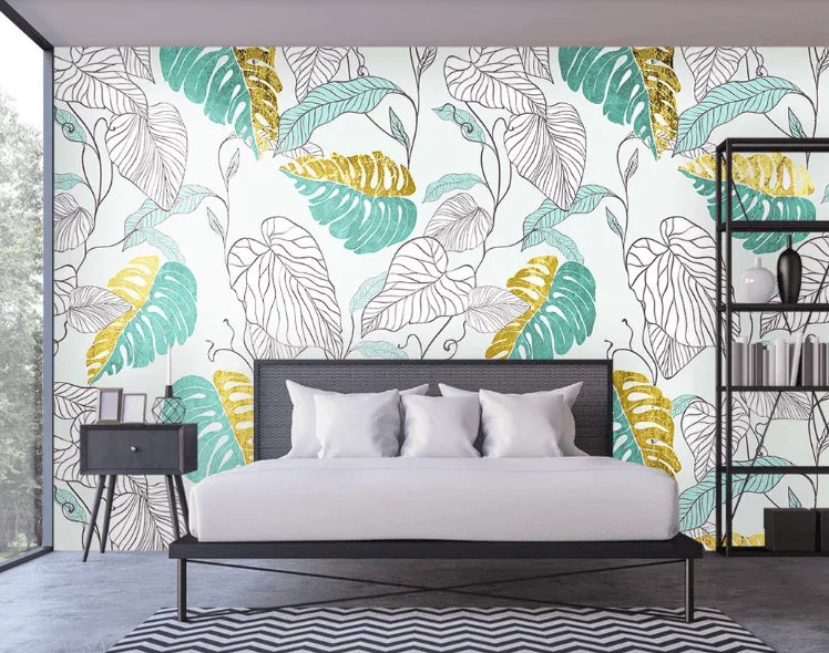 3D Tropical Leaves Wall Mural Wallpaper C171- Jess Art Decoration