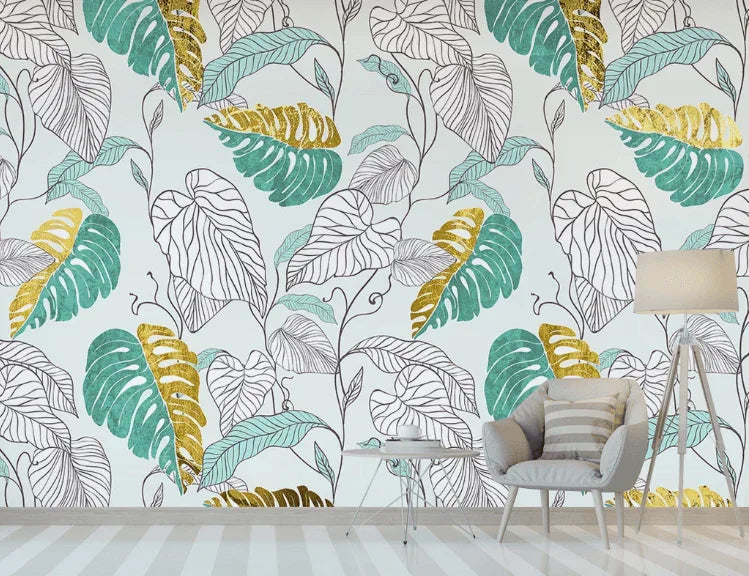 3D Tropical Leaves Wall Mural Wallpaper C171- Jess Art Decoration