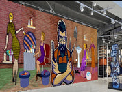 3D Red Barbershop Hair Salon Barber Perm Brick Wall Mural Wallpaper SF075- Jess Art Decoration