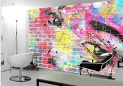 3D Pink Barbershop Graffiti Beauty Woman Wall Mural Wallpaper SF046- Jess Art Decoration