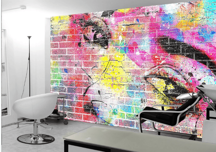 3D Pink Barbershop Graffiti Beauty Woman Wall Mural Wallpaper SF046- Jess Art Decoration