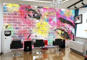 3D Pink Barbershop Graffiti Beauty Woman Wall Mural Wallpaper SF046- Jess Art Decoration