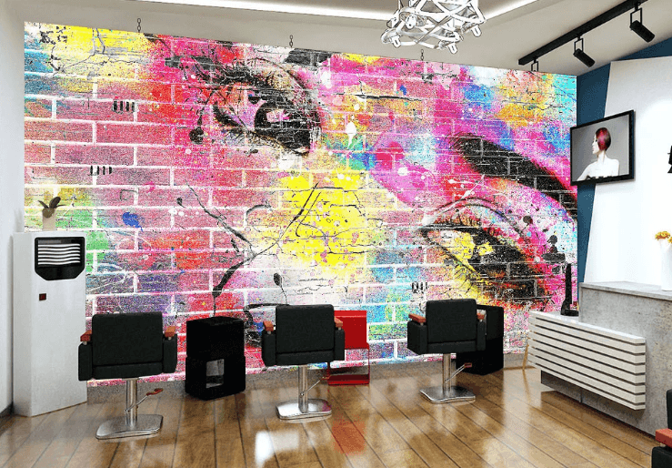 3D Pink Barbershop Graffiti Beauty Woman Wall Mural Wallpaper SF046- Jess Art Decoration