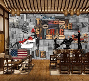 3D Retro Barbershop Letter Eiffel Tower Women Wall Mural Wallpaper SF014- Jess Art Decoration