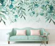 3D Watercolour Hand Drawn Green Leaves Plant Background Wall Mural Wallpaper LXL- Jess Art Decoration