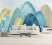 3D Hand Drawn Watercolour Blue Arched Geometric Background Wall Mural Wallpaper LXL- Jess Art Decoration