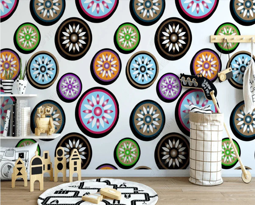 3D Hand Drawn Geometric Floral Wall Mural Wallpaper LQH 51- Jess Art Decoration