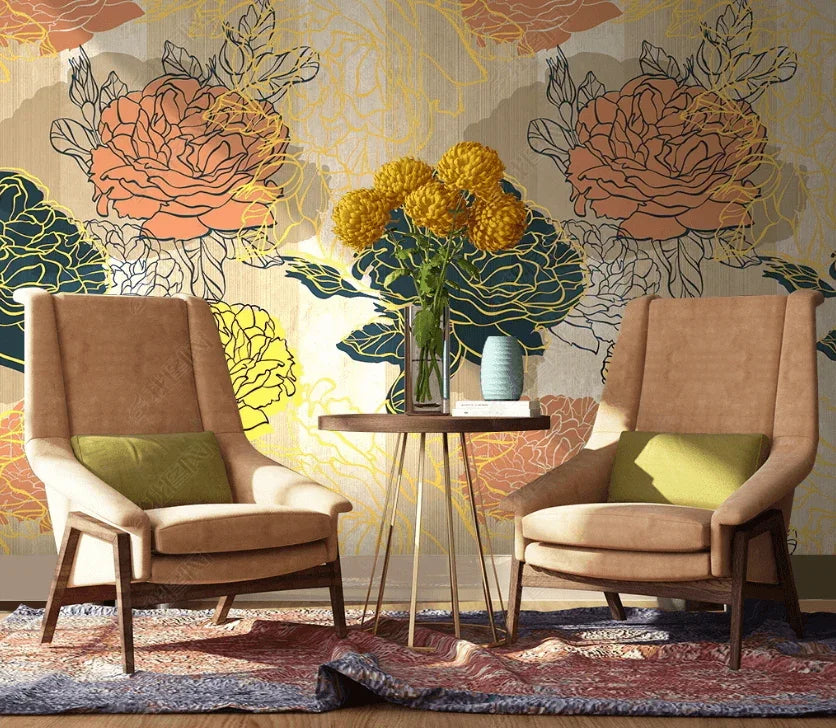 3D Hand Drawn Floral Pattern Wall Mural Wallpaper LQH 150- Jess Art Decoration