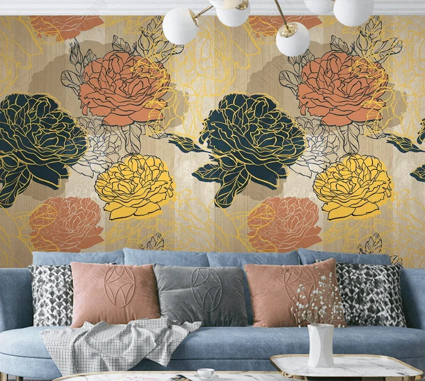 3D Hand Drawn Floral Pattern Wall Mural Wallpaper LQH 150- Jess Art Decoration