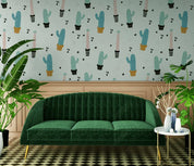 3D Hand Drawn Cactus Green Wall Mural Wallpaper LQH 298- Jess Art Decoration