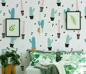 3D Hand Drawn Cactus Green Wall Mural Wallpaper LQH 298- Jess Art Decoration