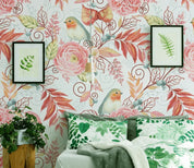 3D Hand Drawn Tropical Pink Leaf Wall Mural Wallpaper LQH 303- Jess Art Decoration