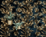 3D Vintage Golden Leaves Plant Background Wall Mural Wallpaper LXL- Jess Art Decoration