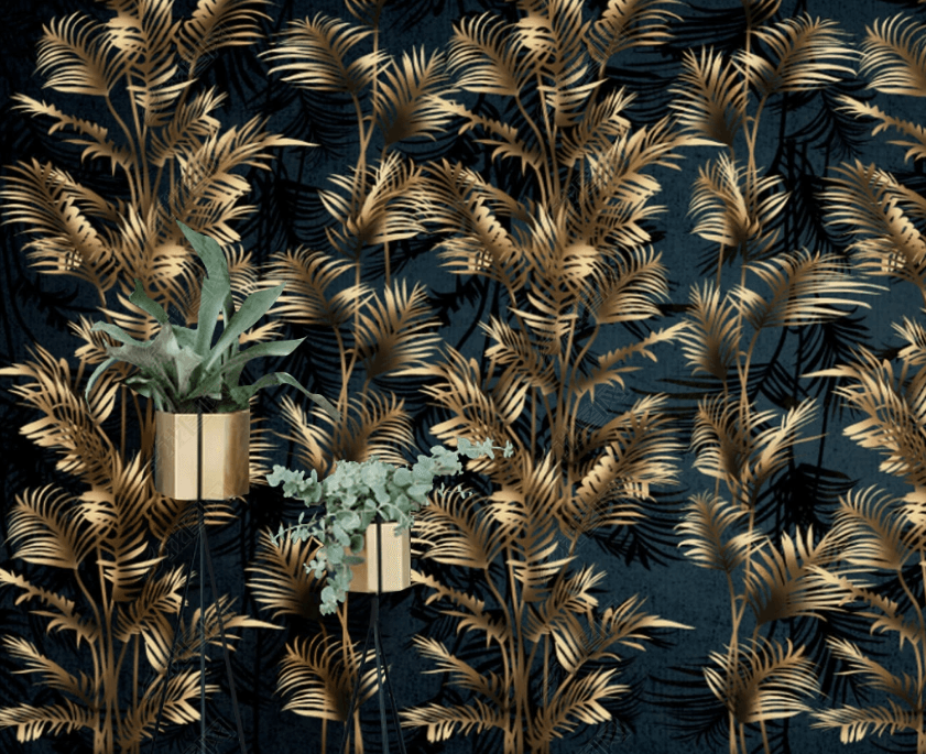 3D Vintage Golden Leaves Plant Background Wall Mural Wallpaper LXL- Jess Art Decoration