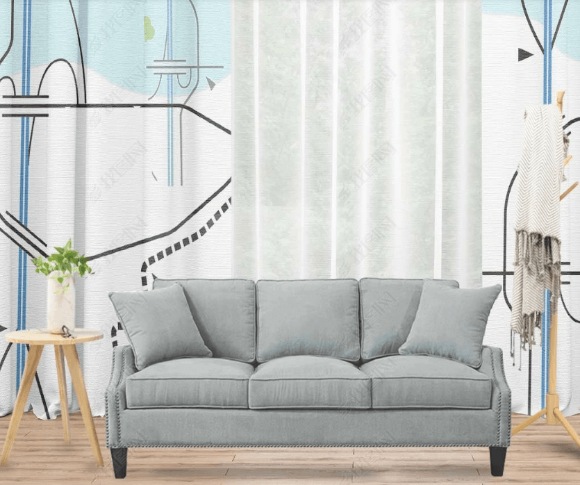 3D Abstract Blue Artistic Curtains and Drapes LQH 23- Jess Art Decoration