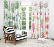 3D Watercolor Pink Green Leaf Pineapple Curtains and Drapes LQH 30- Jess Art Decoration