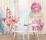 3D Hand Drawn Pink Floral Curtains and Drapes LQH 43- Jess Art Decoration