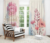3D Hand Drawn Pink Floral Curtains and Drapes LQH 43- Jess Art Decoration