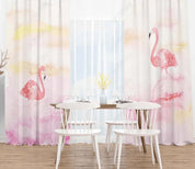 3D Watercolor Animal Flamingo Curtains and Drapes LQH 53- Jess Art Decoration