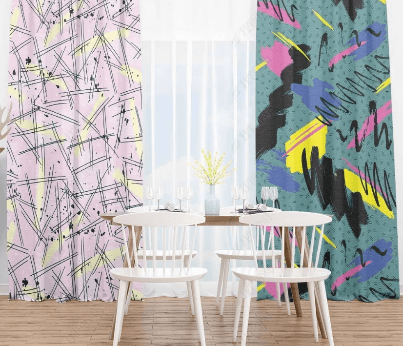 3D Abstract Color Geometry Curtains and Drapes LQH 54- Jess Art Decoration