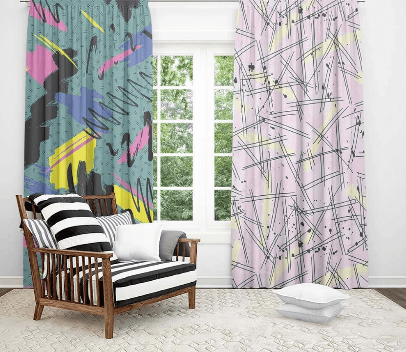 3D Abstract Color Geometry Curtains and Drapes LQH 54- Jess Art Decoration