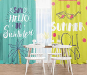 3D Summer Green Yellow Coconut Tree Curtains and Drapes LQH 6- Jess Art Decoration