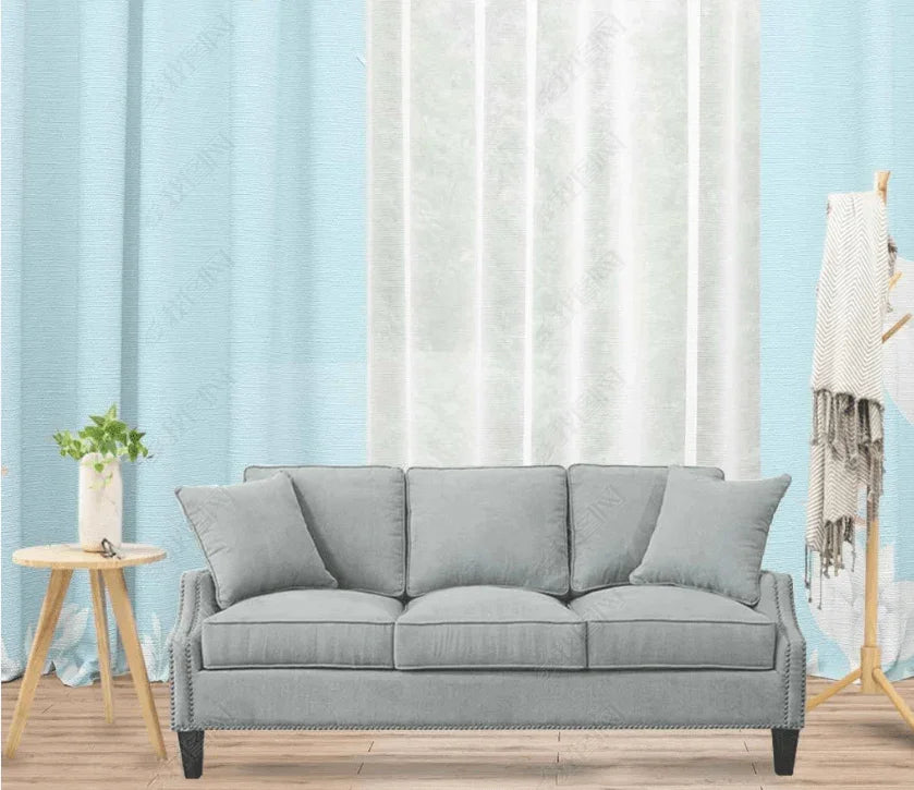 3D Blue Floral Curtains and Drapes LQH 23- Jess Art Decoration