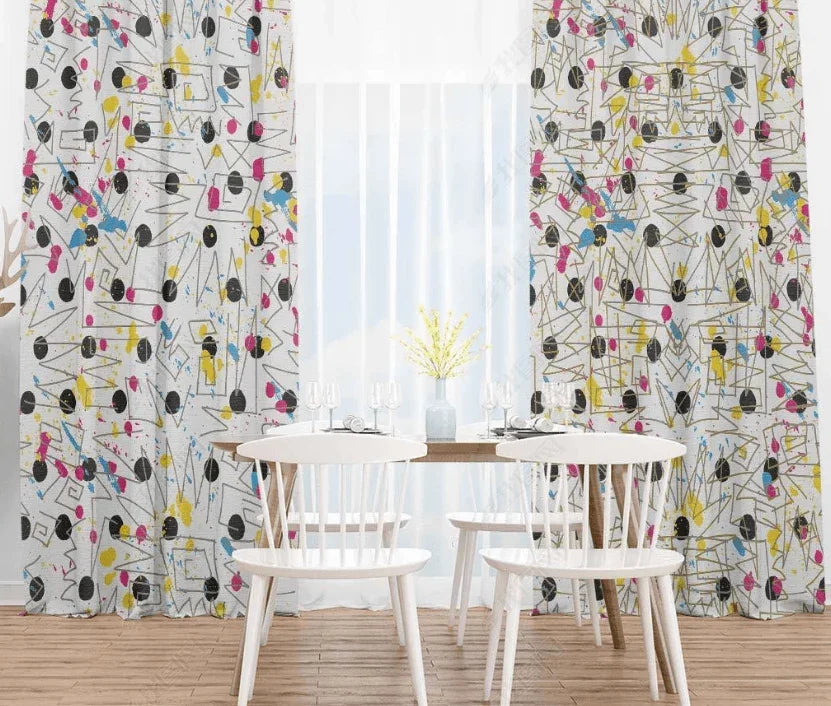 3D Art Color Geometry Curtains and Drapes LQH 33- Jess Art Decoration