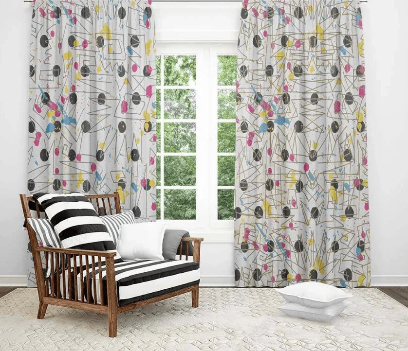 3D Art Color Geometry Curtains and Drapes LQH 33- Jess Art Decoration