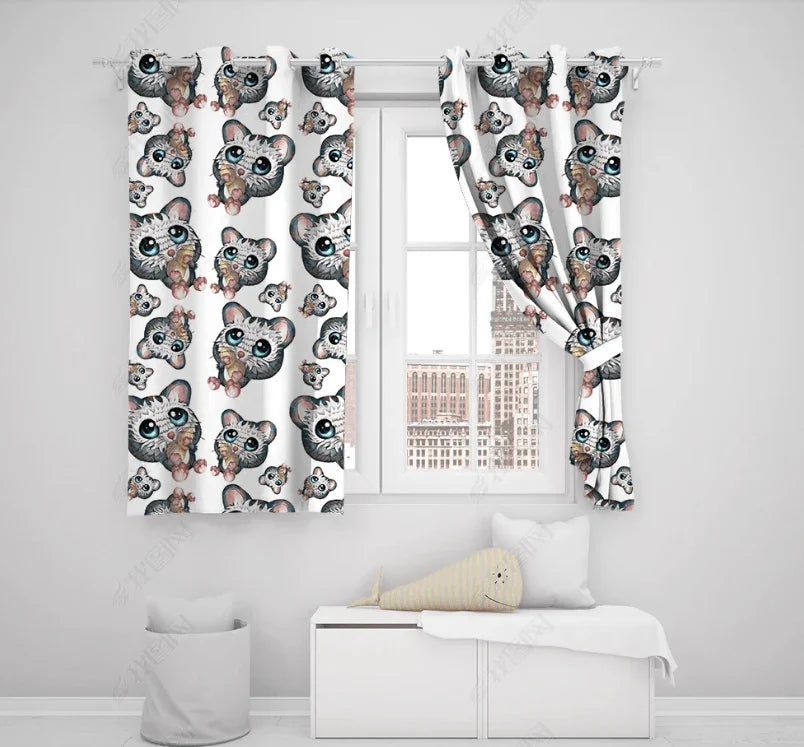 3D Hand Drawn Animal Curtains and Drapes LQH 121- Jess Art Decoration