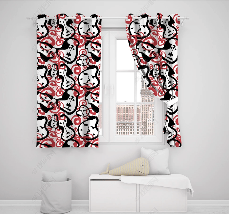 3D Abstract Artistic Red Pattern Curtains and Drapes LQH 134- Jess Art Decoration