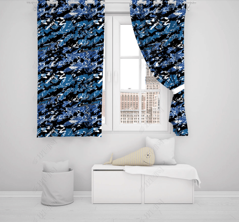 3D Abstract Artistic Blue Pattern Curtains and Drapes LQH 136- Jess Art Decoration
