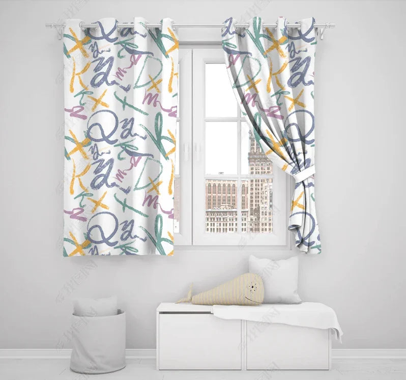 3D Abstract Geometric Line Curtains and Drapes LQH 212- Jess Art Decoration