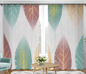 3D Hand Drawn Green Pink Leaf Curtains and Drapes LQH 280- Jess Art Decoration