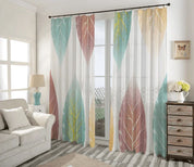 3D Hand Drawn Green Pink Leaf Curtains and Drapes LQH 280- Jess Art Decoration
