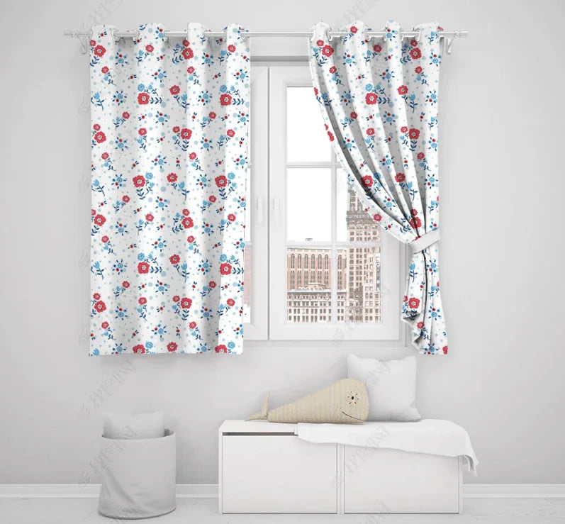 3D Hand Drawn Red Floral Curtains and Drapes LQH 322- Jess Art Decoration