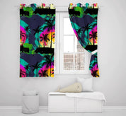 3D Hand Drawn Blue Coconut Tree Curtains and Drapes LQH 350- Jess Art Decoration