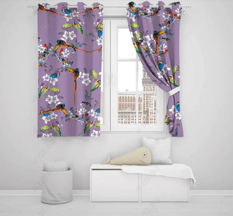 3D Hand Drawn Purple Floral Curtains and Drapes LQH 411- Jess Art Decoration
