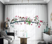 3D Watercolor Peach Blossom Branch Bird Curtains and Drapes LQH 34- Jess Art Decoration