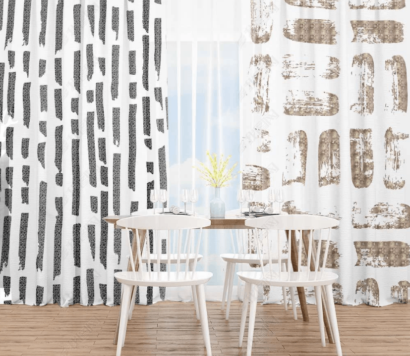 3D Abstract Black Geometry Curtains and Drapes LQH 26- Jess Art Decoration