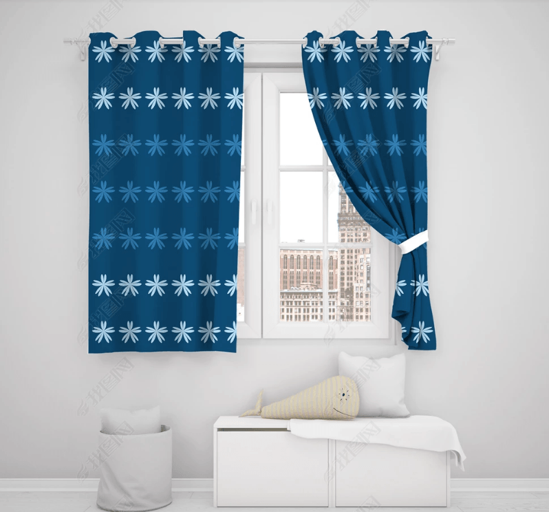 3D Abstract Blue Art Geometric Pattern Curtains and Drapes LQH 47- Jess Art Decoration