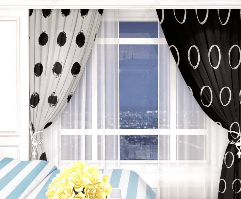 3D Abstract Black White Geometric Circle Curtains and Drapes LQH 21- Jess Art Decoration
