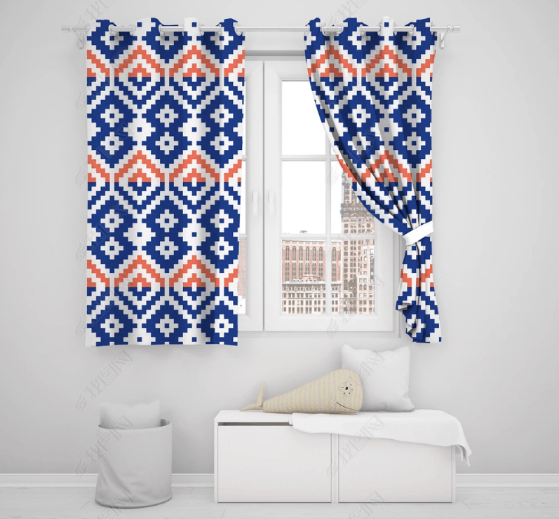 3D Abstract Blue Geometric Pattern Curtains and Drapes LQH 50- Jess Art Decoration